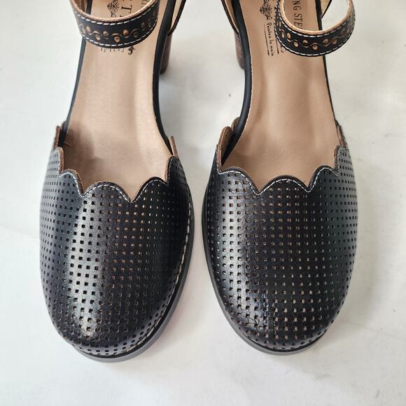 L'Artiste Spring Step Parchelle Mary Jane Heels EU 38 US 7.5-8 Black Leather - Picture 4 of 11